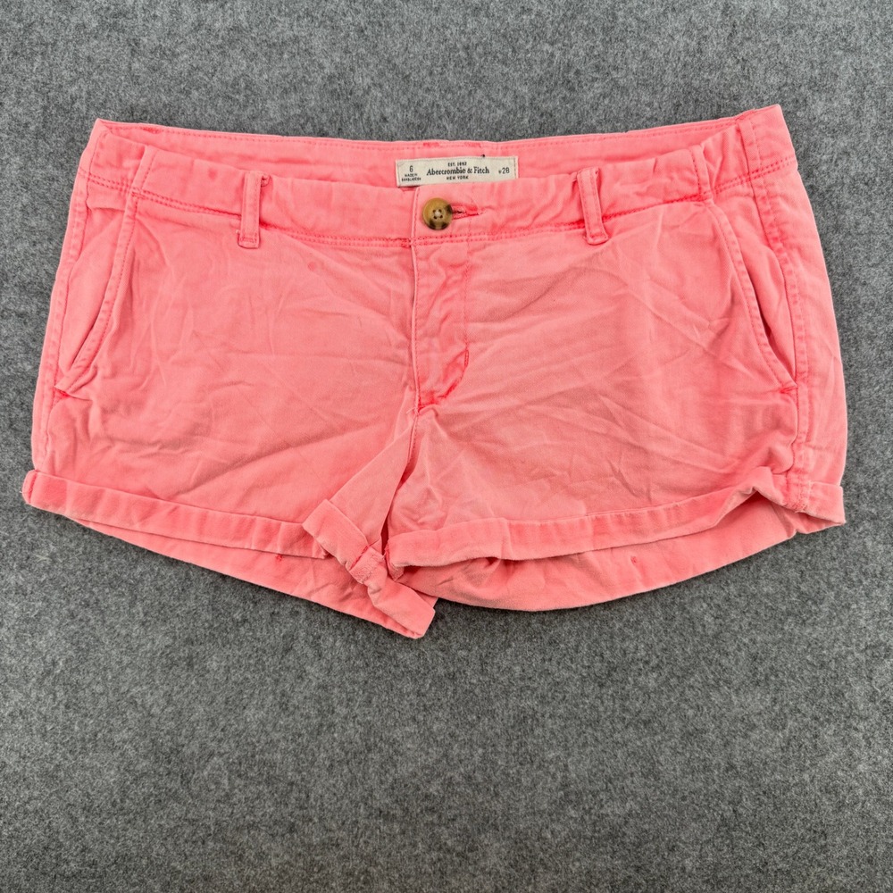 Y2K Abercrombie & Fitch Shorts Womens 6 Chino Pink Cuffed Low Rise EUC